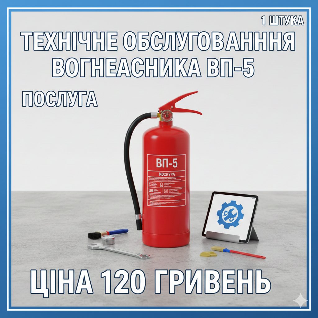 Технічне обслуговування вогнегасника (перезарядка) ВП-5 (ОП-5)
